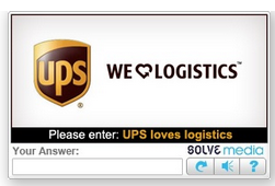 UPS CAPTCHA Code Advertisement